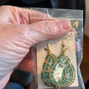 Green crystal earrings